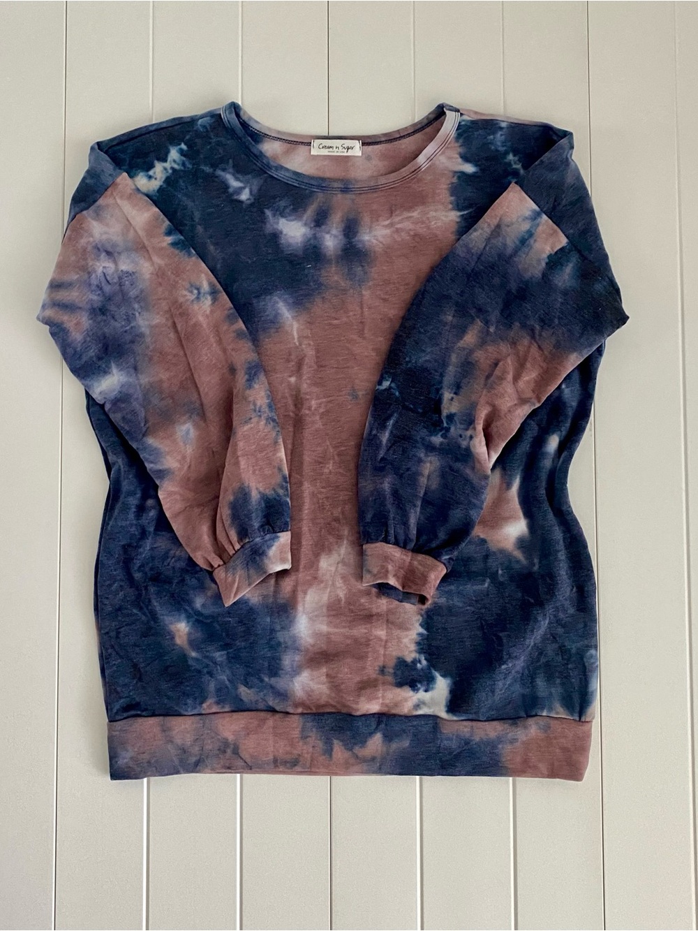 1X 2X 3X Tie-Dye Pullover Sweatshirt Navy & Mauve So Soft & Cozy also M, L, XL